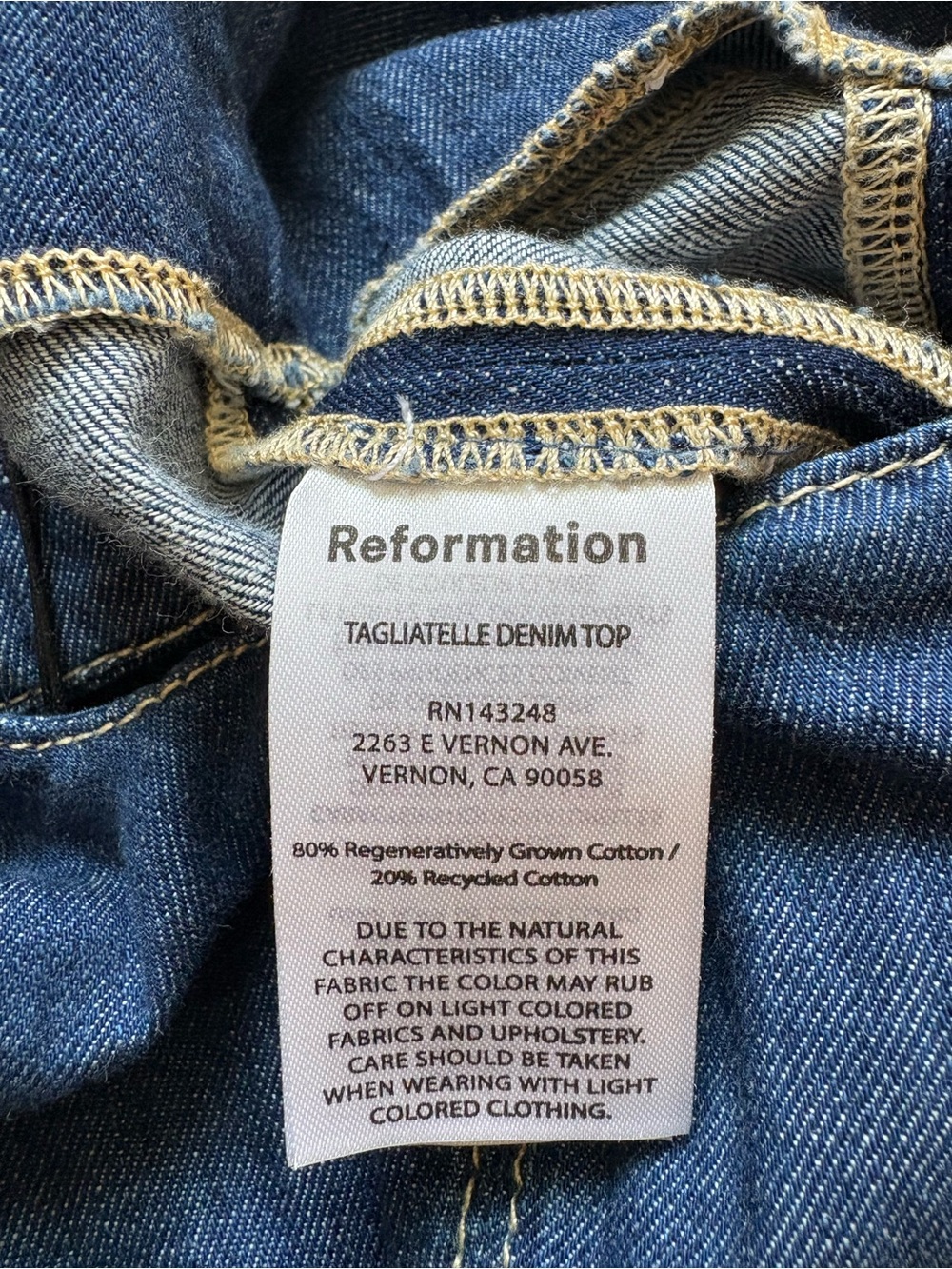 NWT Reformation Tagliatelle Denim Corset Top Blue Women's 2 - Picture 9 of 9